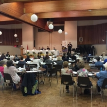 Pastor Lucas Albrecht at the Convention of the Central District of LWML-C in Yorkton, SK (Lutheran Women's Missionary League - Canada)