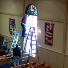 Installing Stain Glass Windows at Mount Olive Lutheran Nov 9th 2011
