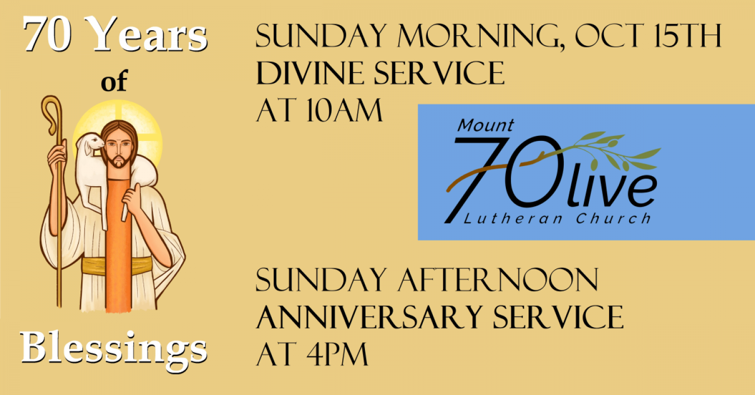 70th Anniversary Service Times