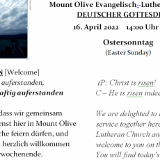 German Easter Service - April 16th, 2:00PM