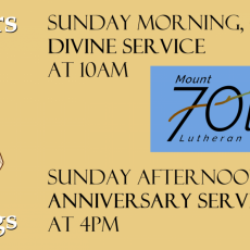 70th Anniversary Service Times